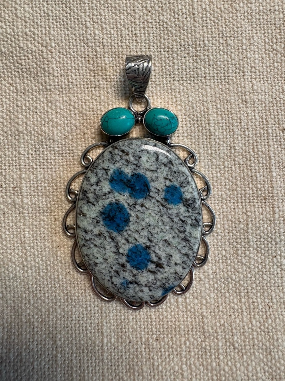K2 Stone Statement Pendant with Turquoise Accents
